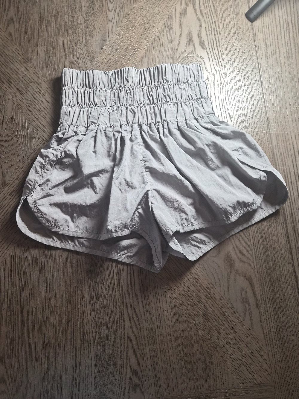 Free People Light Gray Smocked Waist Athletic Shorts